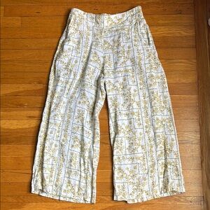 Joie White and Yellow Wide Leg Pants
